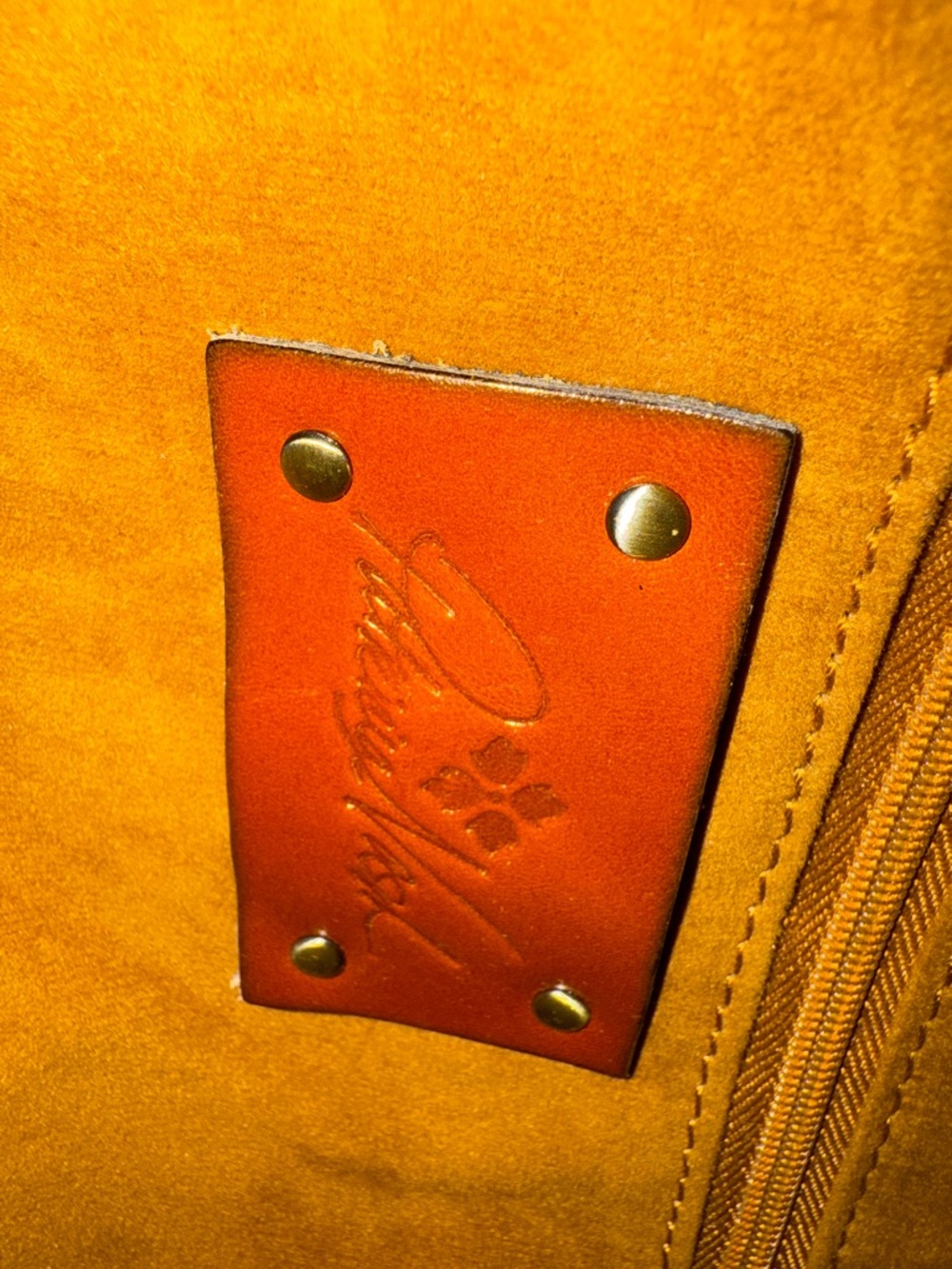 Patricia Nash Leather Tote Bag in Cognac Brown - Classic Studded Design - Picture 9 of 9